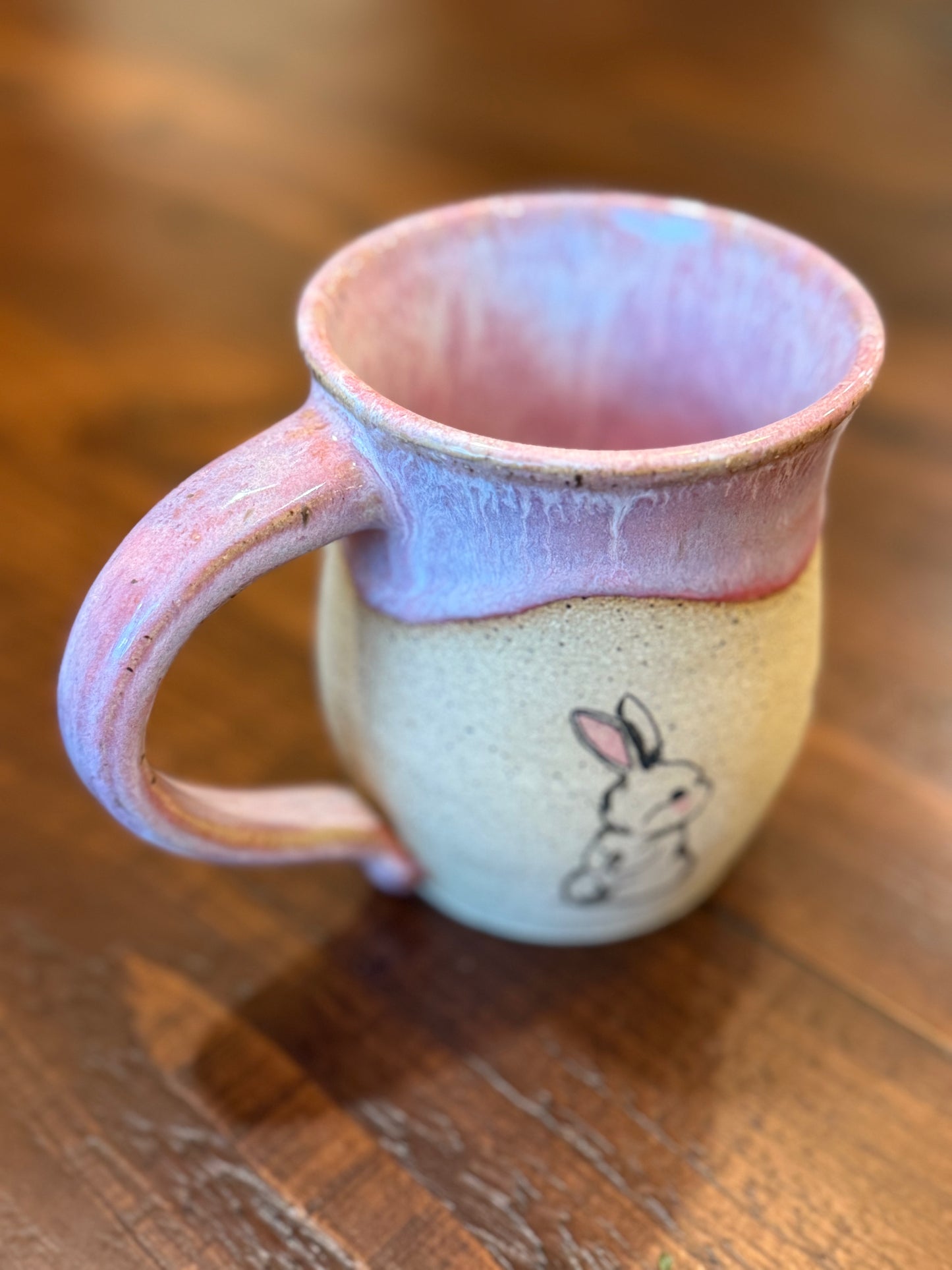 Pink Bunny Mug - Speckled Clay