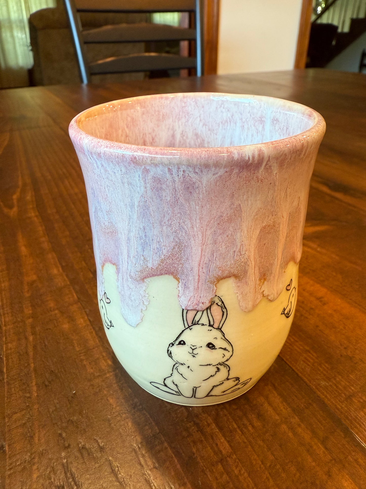 Pink Bunny Mug- White Clay
