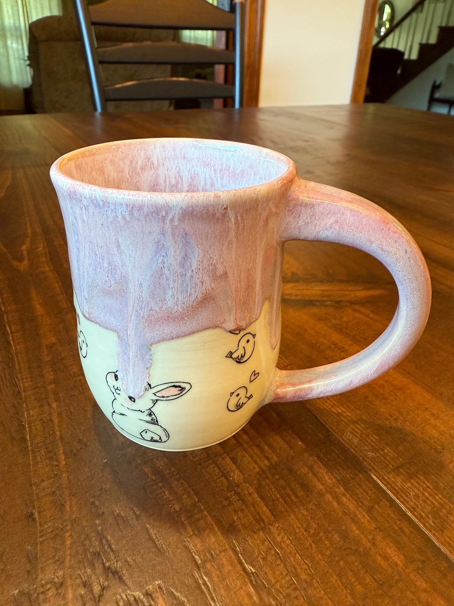 Pink Bunny Mug- White Clay