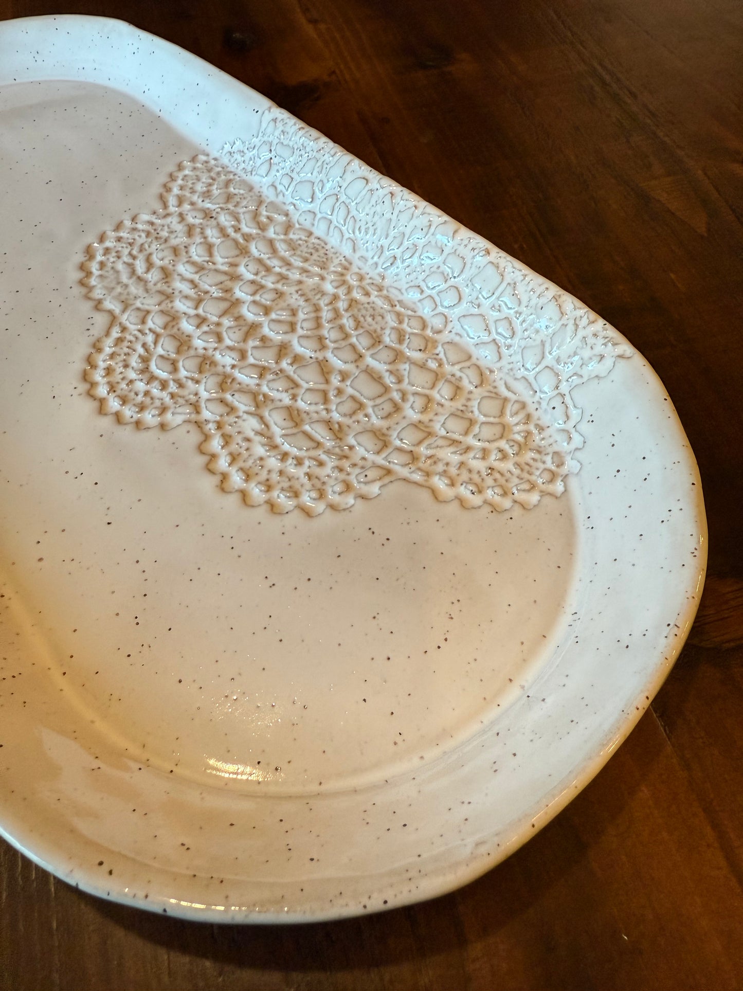 White Speckled Serving Tray
