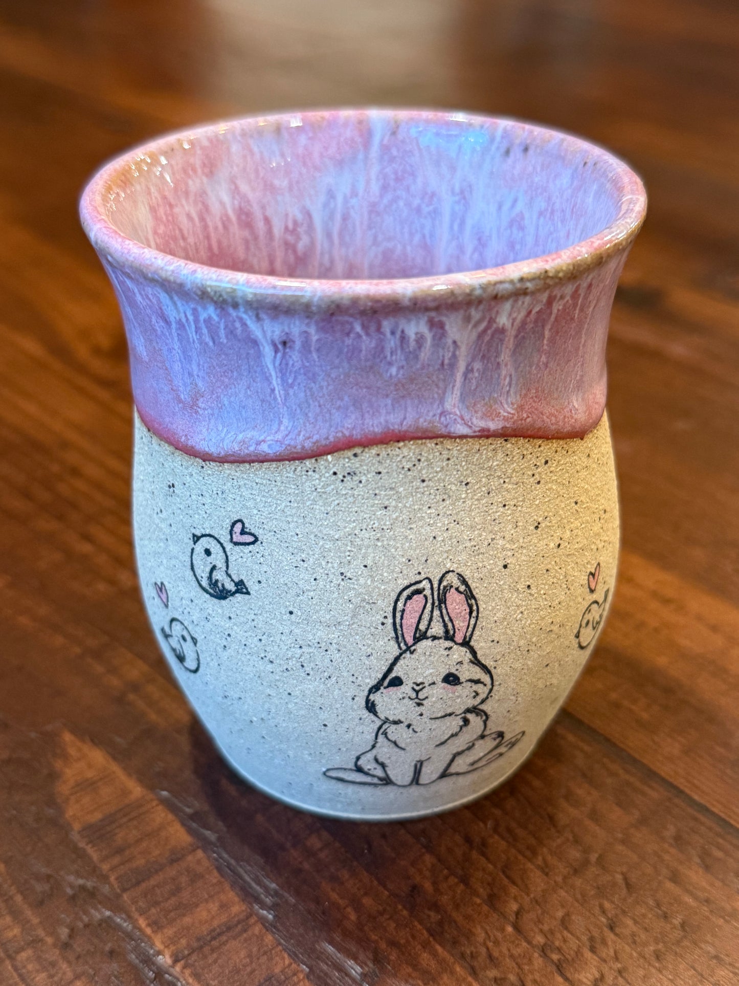 Pink Bunny Mug - Speckled Clay