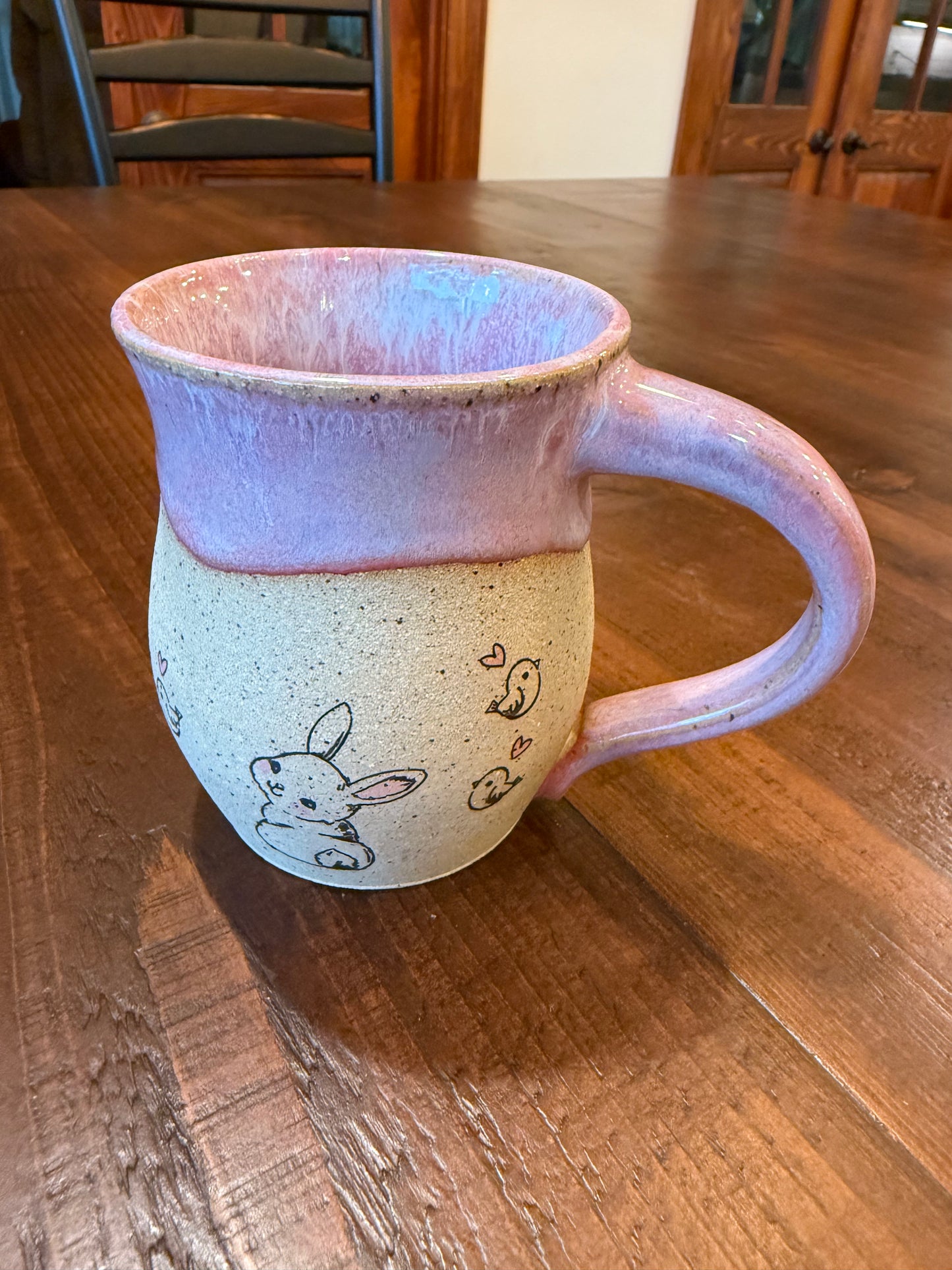 Pink Bunny Mug - Speckled Clay