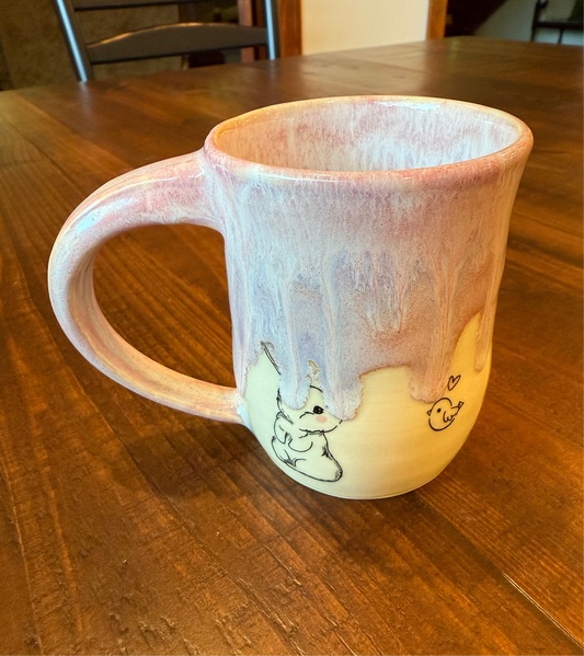 Pink Bunny Mug- White Clay