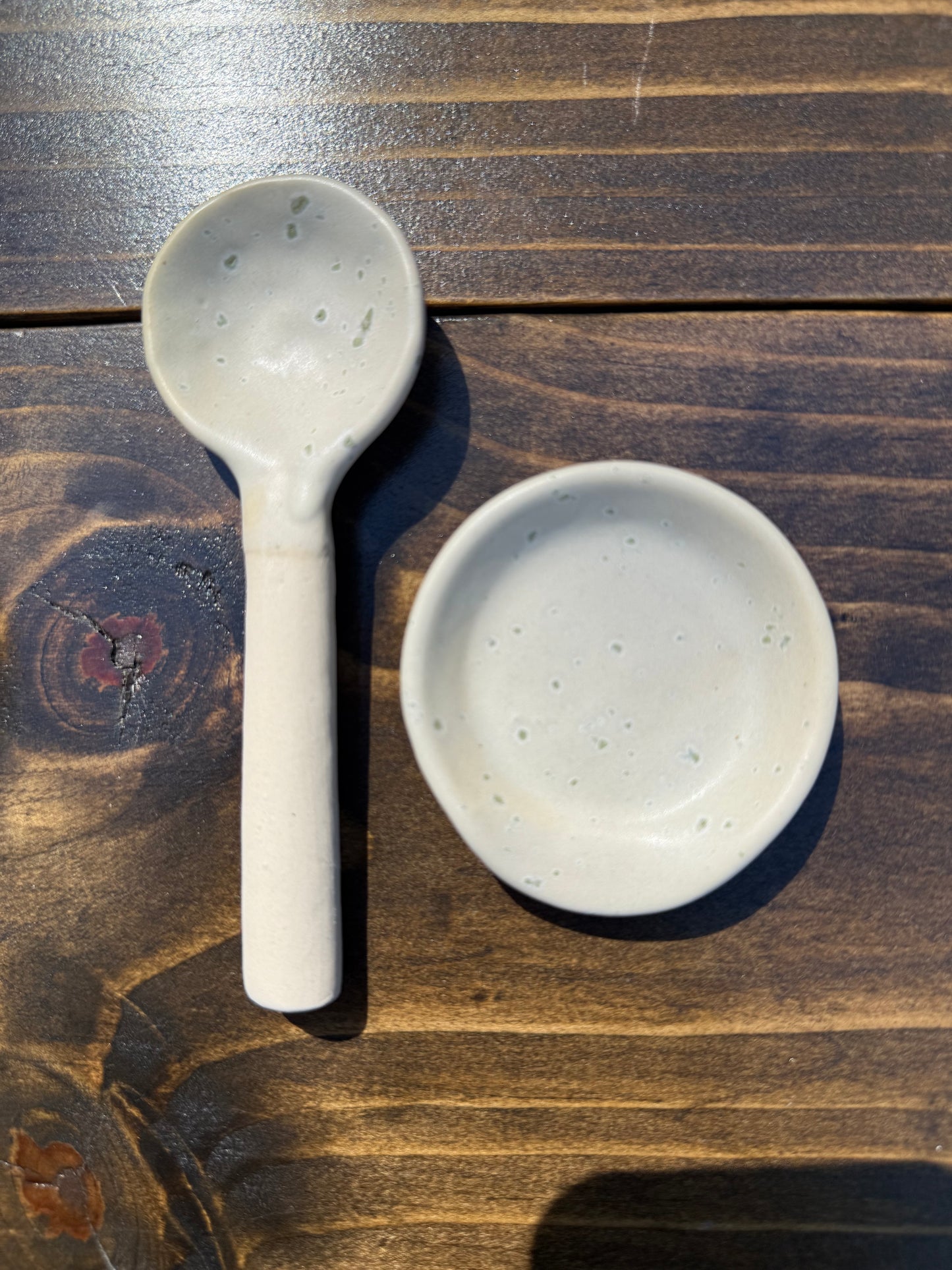 Mini Spoon set - creamy white speck