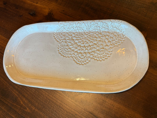 White Speckled Serving Tray
