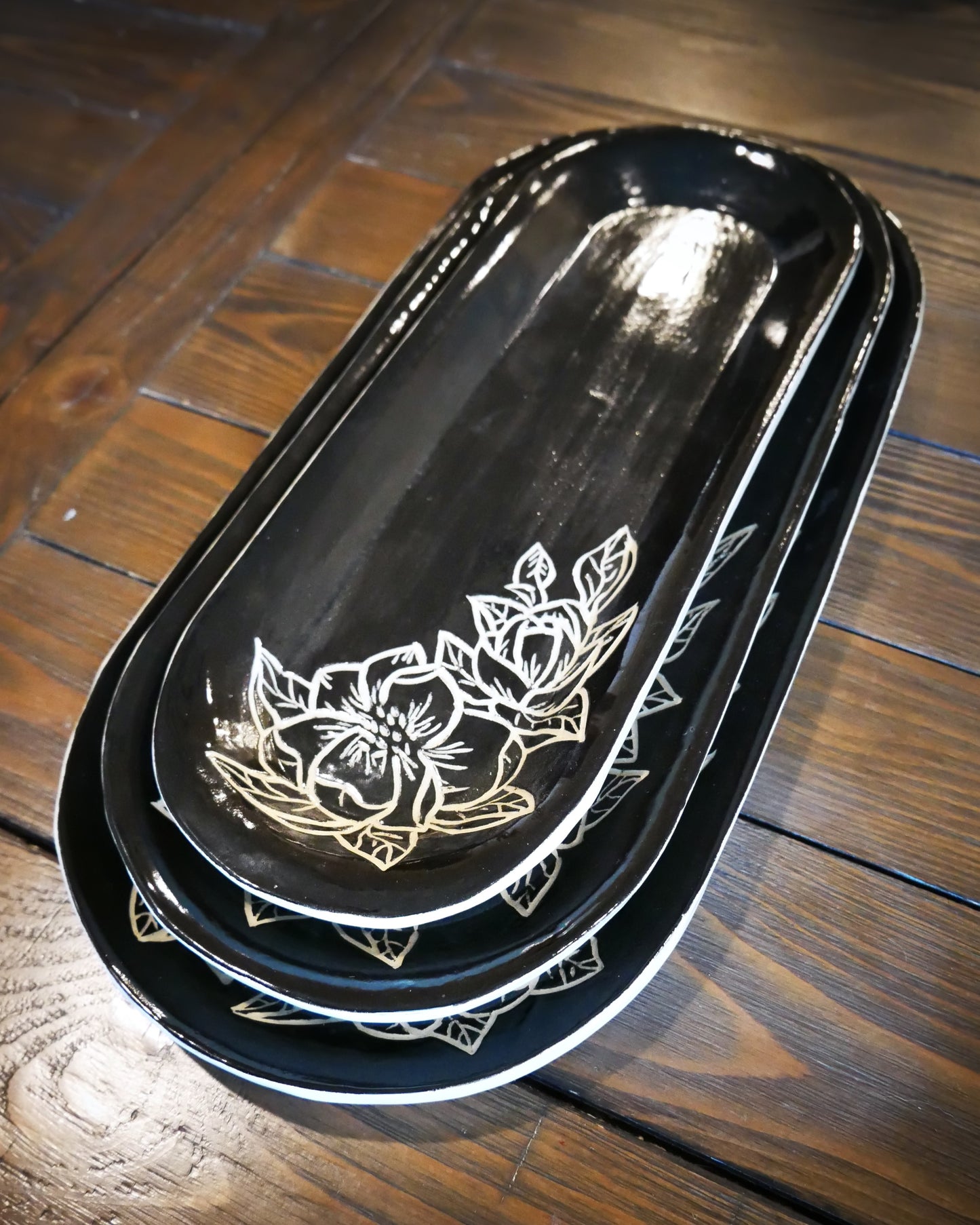 Magnolia Sgraffito Trays